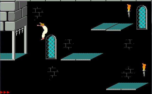 Level 9's tricky because there's a lot of dead .ends and go back somewhere and can not. The beginning is very interesting, there prince jumping on small plates. One is the moment where you have to have time for a door that closes, after a second chance will not have to start and bound